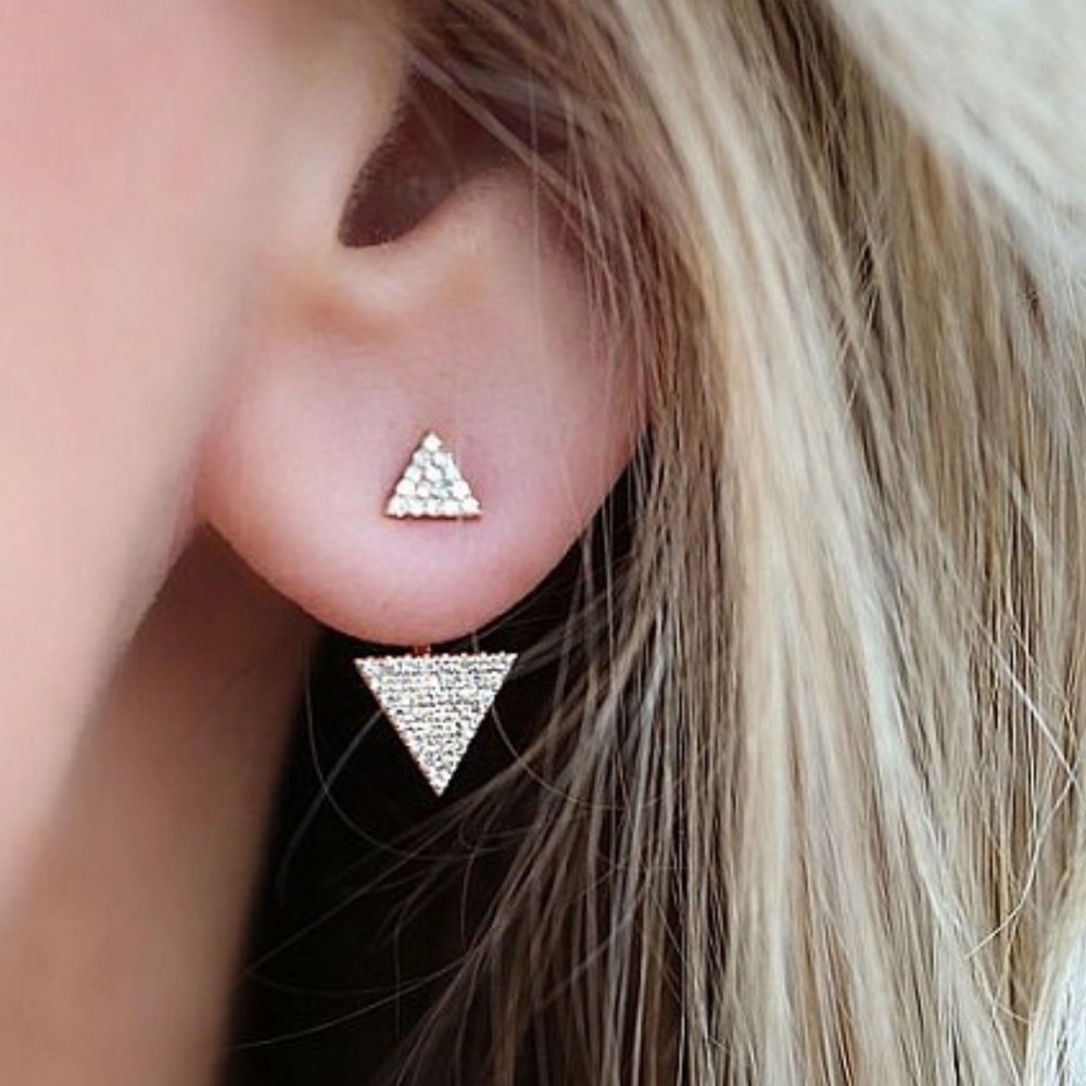 Triangle Ear Jacket Earrings - Picture 2 of 6